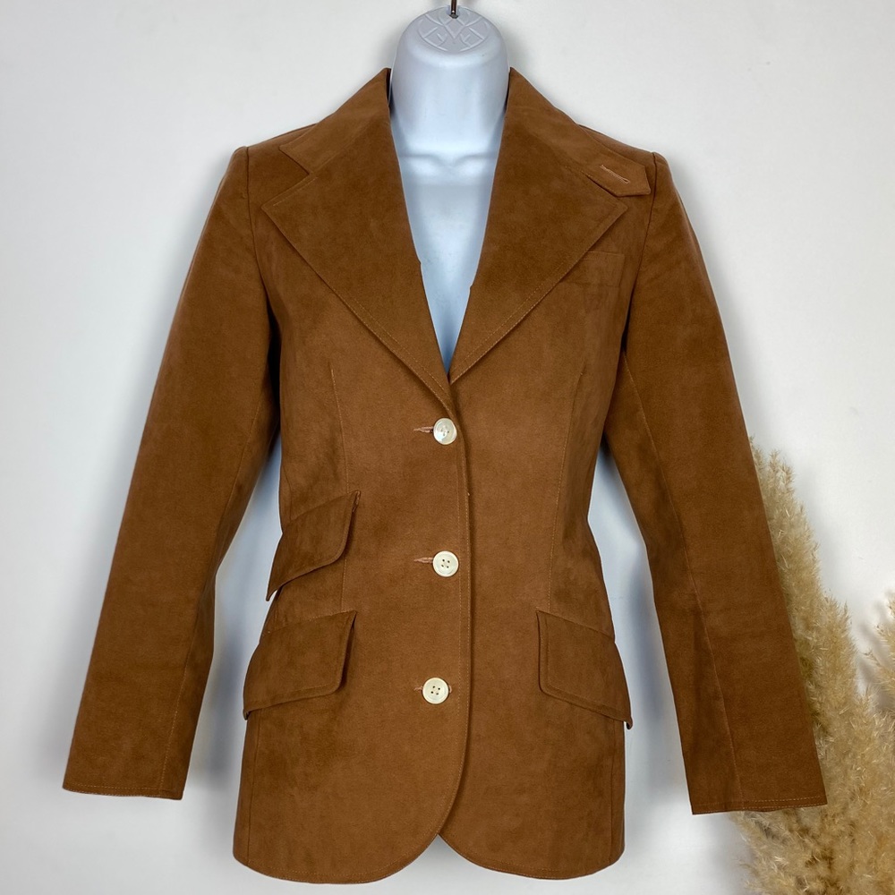 Brown Faux Suede Blazer